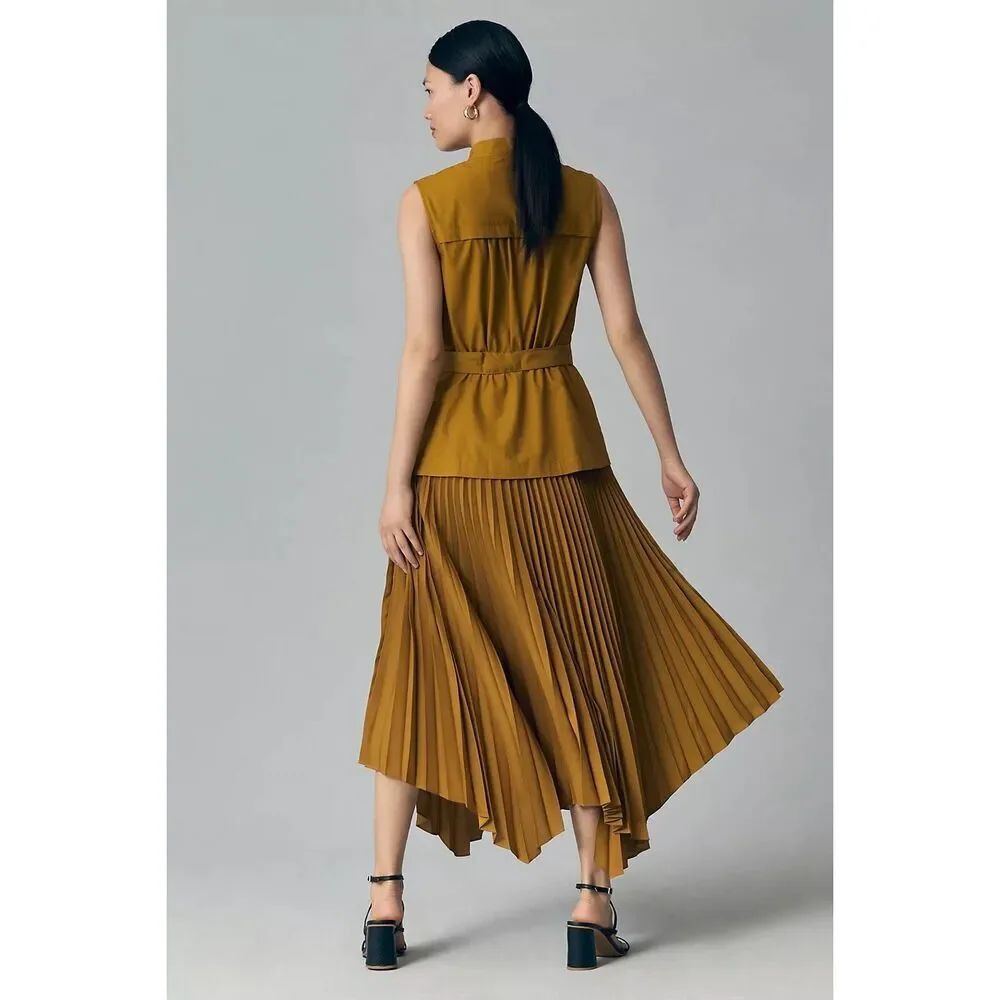 Anthropologie Pleated Sleeveless Midi Dress - Picture 4 of 13